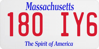 MA license plate 180IY6
