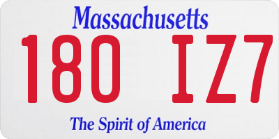 MA license plate 180IZ7