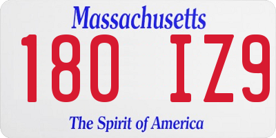 MA license plate 180IZ9