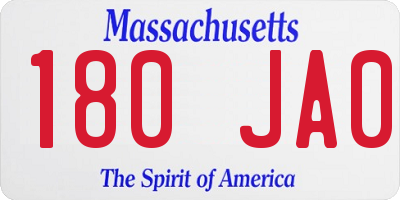 MA license plate 180JA0