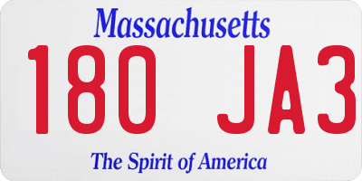 MA license plate 180JA3