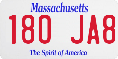 MA license plate 180JA8