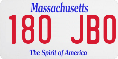 MA license plate 180JB0