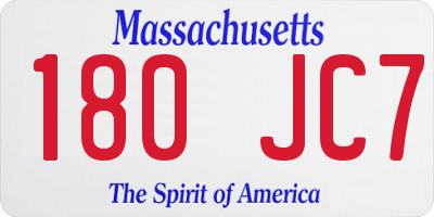 MA license plate 180JC7