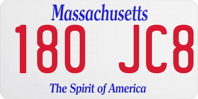 MA license plate 180JC8