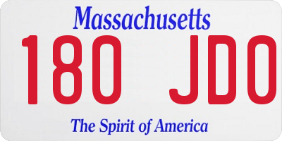 MA license plate 180JD0