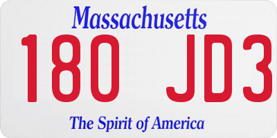 MA license plate 180JD3