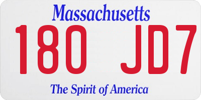 MA license plate 180JD7