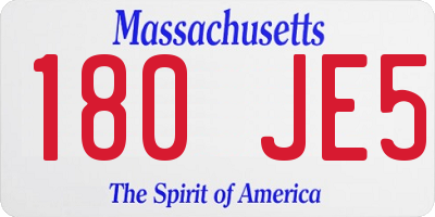 MA license plate 180JE5