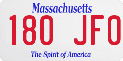 MA license plate 180JF0