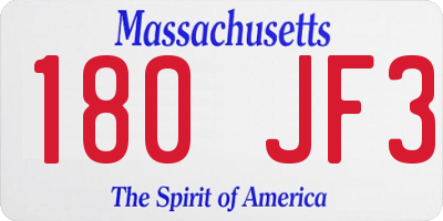 MA license plate 180JF3