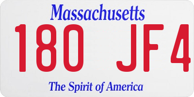 MA license plate 180JF4