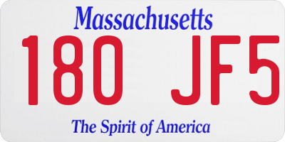MA license plate 180JF5