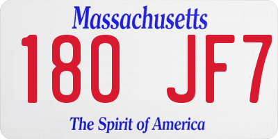 MA license plate 180JF7