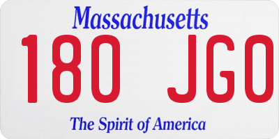 MA license plate 180JG0