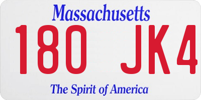 MA license plate 180JK4