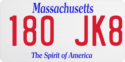 MA license plate 180JK8