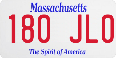 MA license plate 180JL0