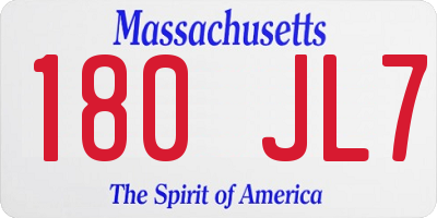 MA license plate 180JL7