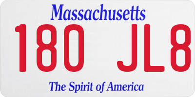 MA license plate 180JL8