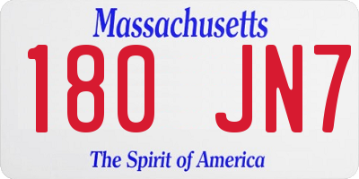 MA license plate 180JN7