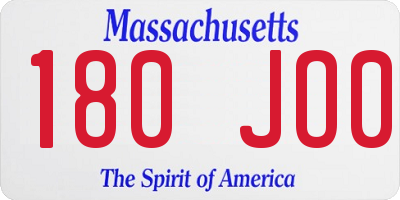 MA license plate 180JO0