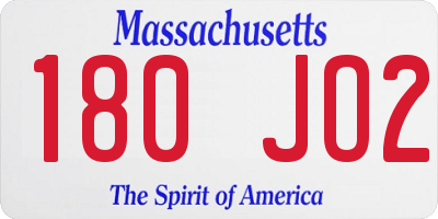 MA license plate 180JO2