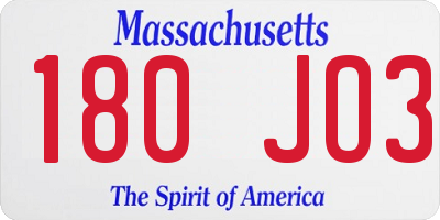 MA license plate 180JO3