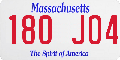 MA license plate 180JO4