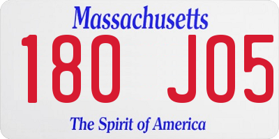 MA license plate 180JO5