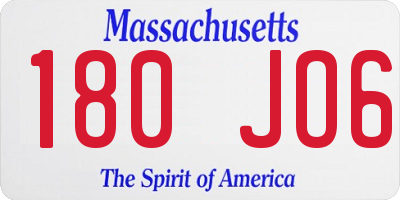 MA license plate 180JO6
