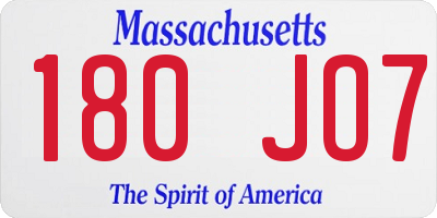 MA license plate 180JO7