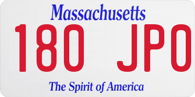 MA license plate 180JP0