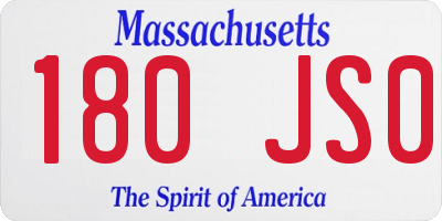 MA license plate 180JS0