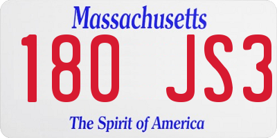 MA license plate 180JS3