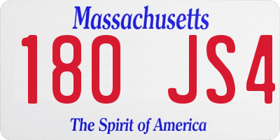 MA license plate 180JS4