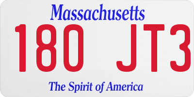 MA license plate 180JT3