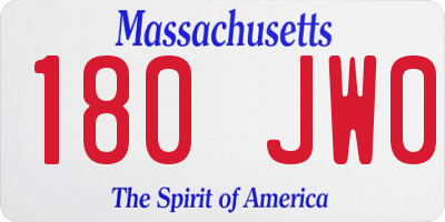 MA license plate 180JW0