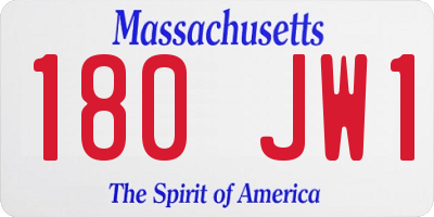 MA license plate 180JW1