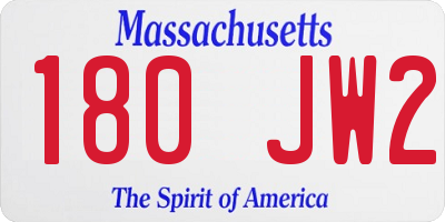 MA license plate 180JW2