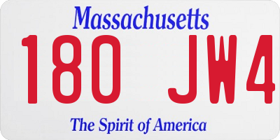 MA license plate 180JW4