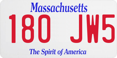MA license plate 180JW5