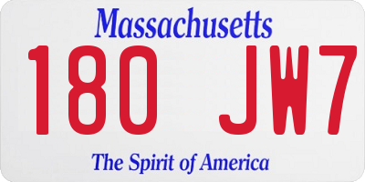 MA license plate 180JW7