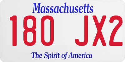 MA license plate 180JX2