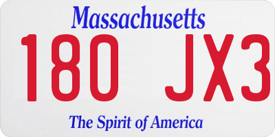 MA license plate 180JX3