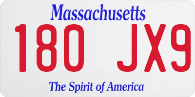 MA license plate 180JX9