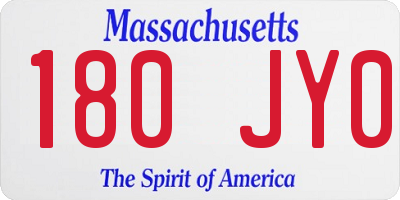 MA license plate 180JY0