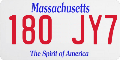 MA license plate 180JY7