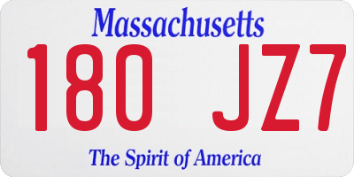 MA license plate 180JZ7
