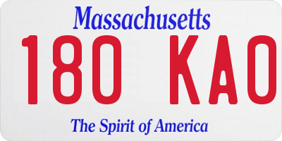 MA license plate 180KA0